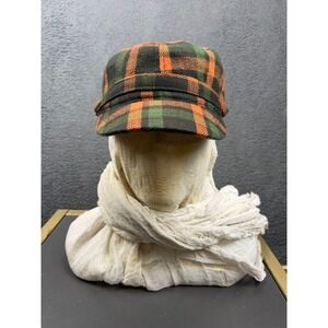 Angela & William Men's Plaid Military Style Cap One Size Fits Most Acrylic